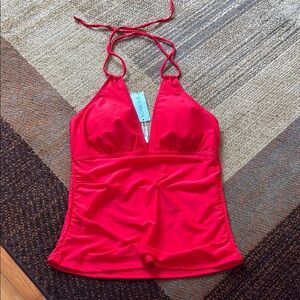 NEW Yonique Red Halter Tankini